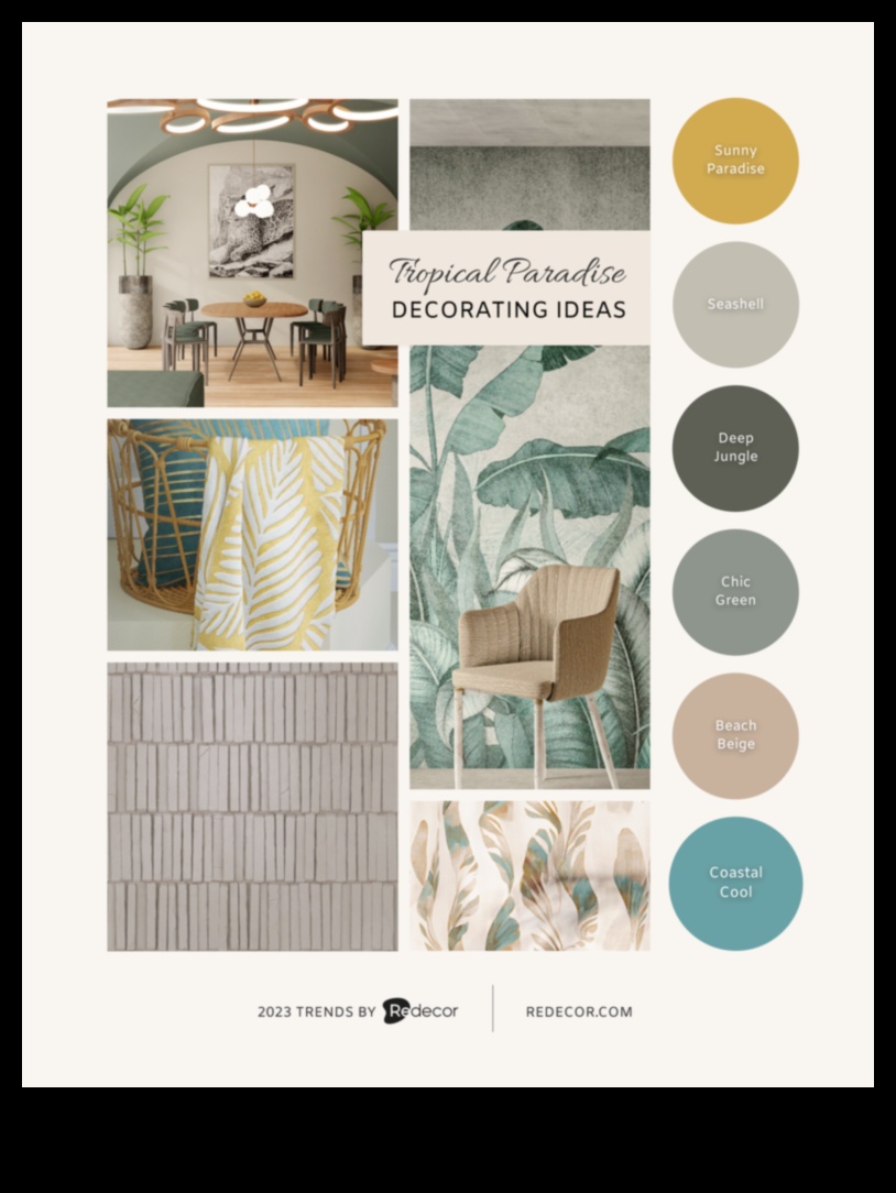 Tropu tēmas dekors mierīgai gaisotnei