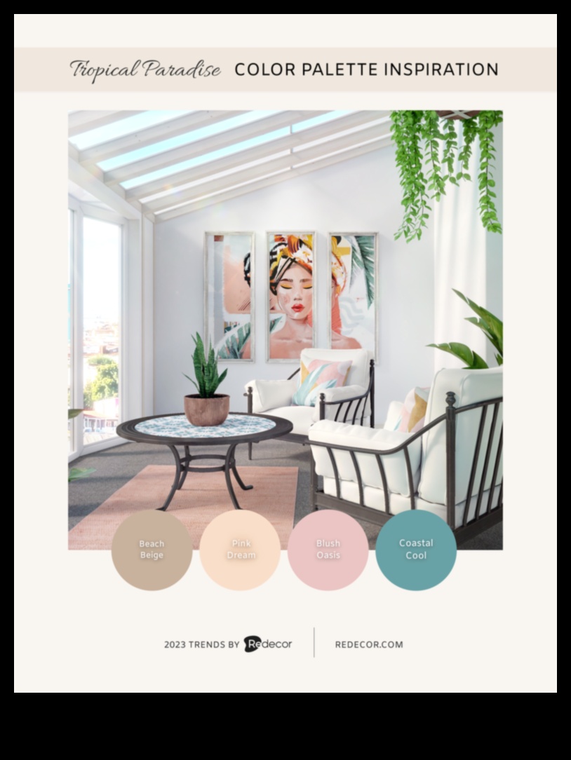 Tropu tēmas dekors mierīgai gaisotnei